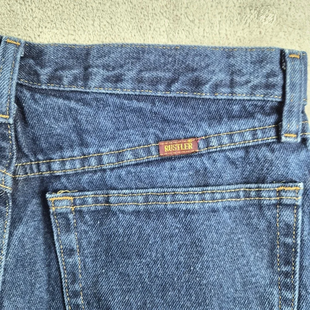 Vintage Rustler Jeans‎ Mens 32x32 Blue Denim Straight Leg Dark Wash 100% Cotton
